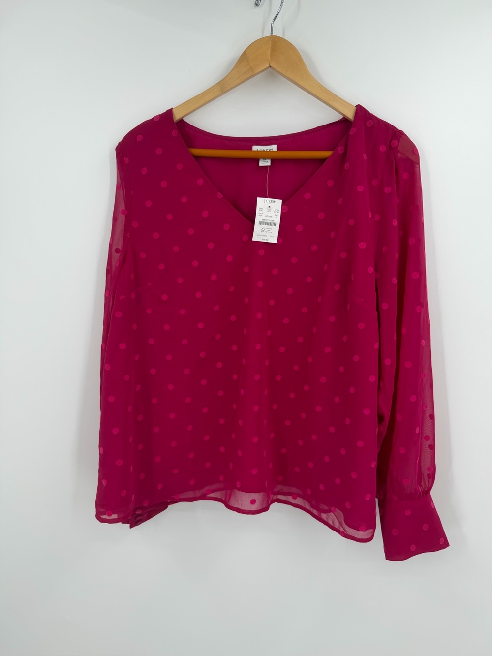 🌸 J.Crew NWT Pink Polka Dot Blouse - Size XL 🌸